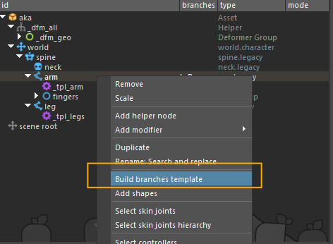 build branch template