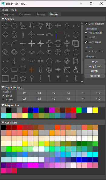 shapes tab