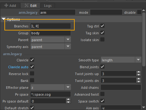 branch options