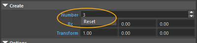 reset options
