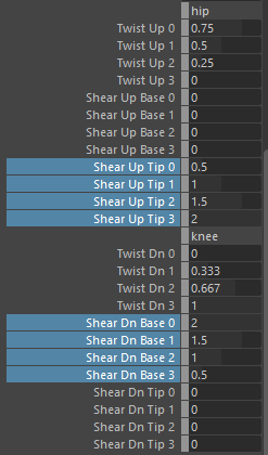 Shearing settings